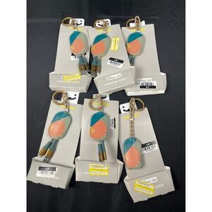 Set of 6 Heyday Lightning to USB Charging Cable Keychain Geometric Teal Orange